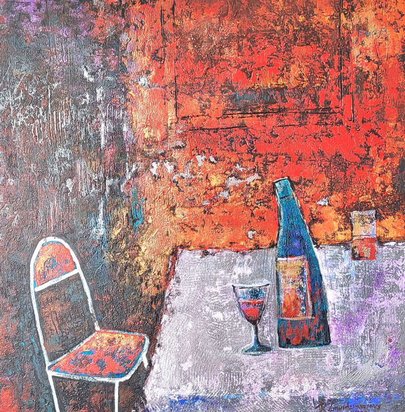 Romas Žmuidzinavičius tapytas paveikslas Aviečių vyno kvapas, Natiurmortai , paveikslai internetu