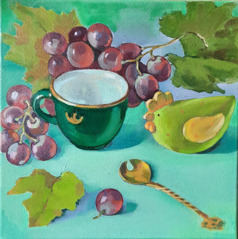 Grapes original painting by Rima Rusinova. Still-Life