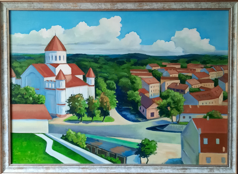 Užupis original painting by Rima Rusinova. Urbanistic - Cityscape