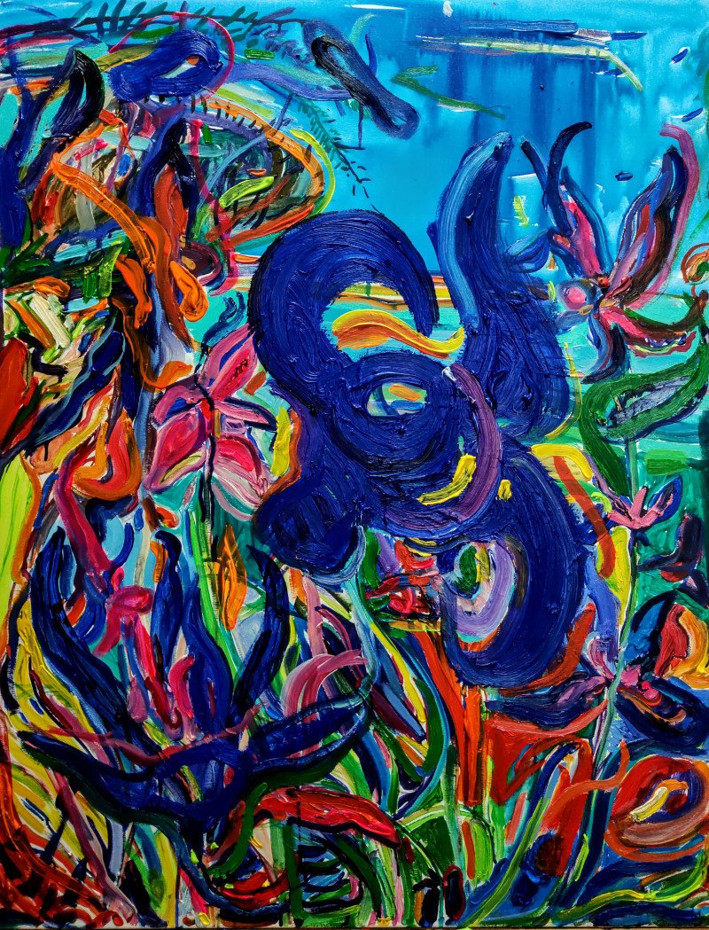 Composition with flowers I original painting by Arvydas Martinaitis. Flowers