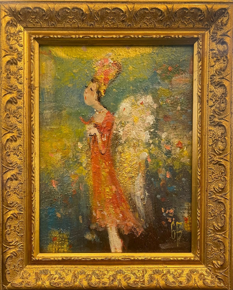 Genutė Burbaitė tapytas paveikslas Angelas ir paukštelis, Angelų kolekcija , paveikslai internetu