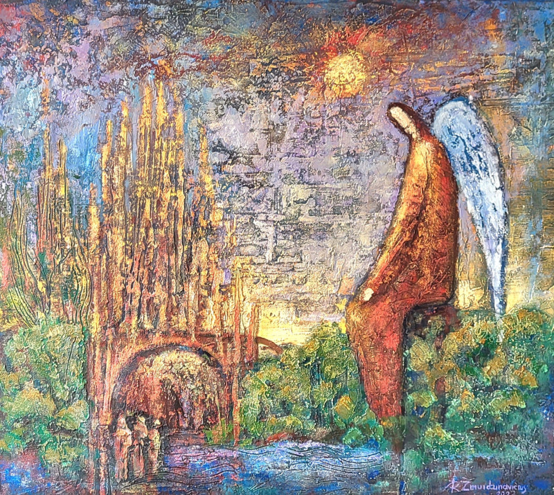 Romas Žmuidzinavičius tapytas paveikslas Angelų miestas, Fantastiniai paveikslai , paveikslai internetu