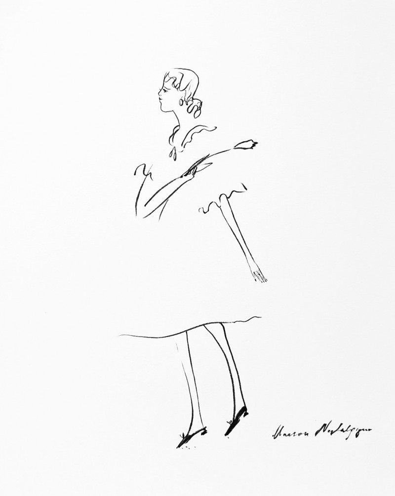Eglė Petkevičiūtė tapytas paveikslas Su gėle, Linijos Menas , paveikslai internetu