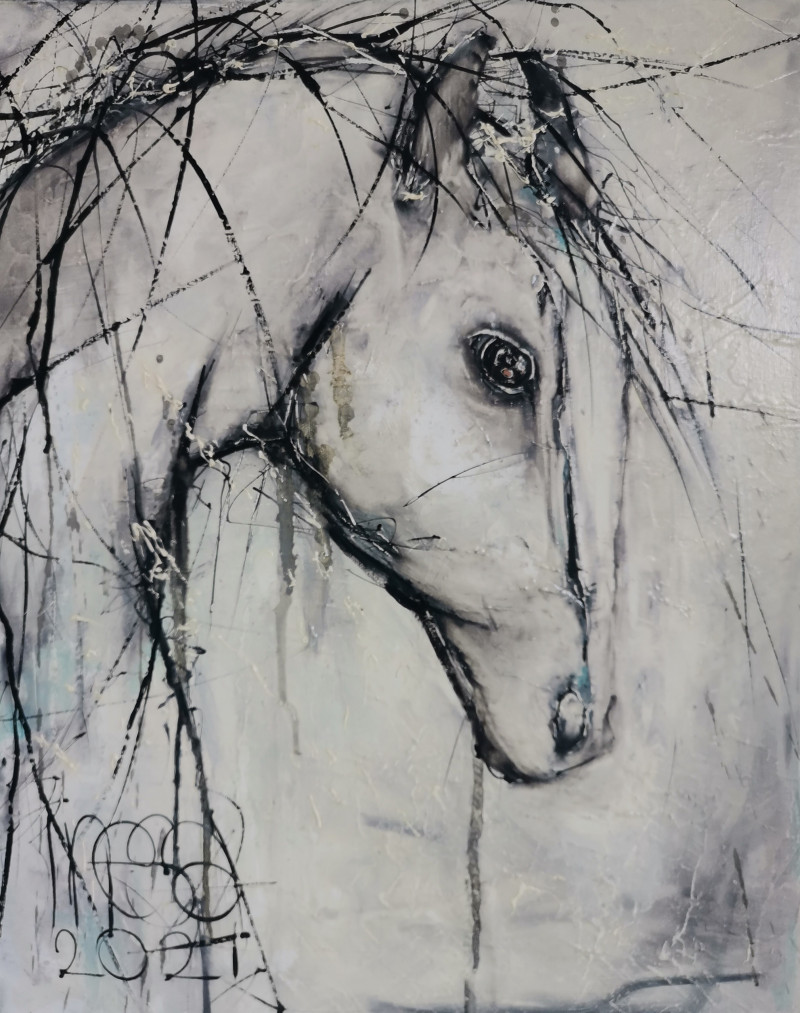 The Horse original painting by Inesa Škeliova. Animalistic Paintings