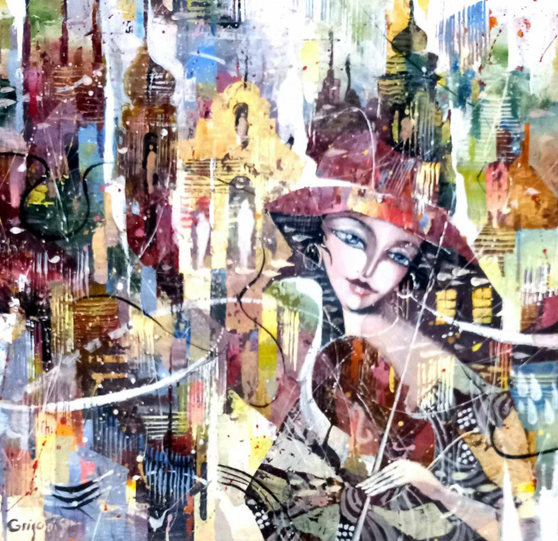 Česlovas Grigonis tapytas paveikslas Miesto ritmai, Abstrakti tapyba , paveikslai internetu