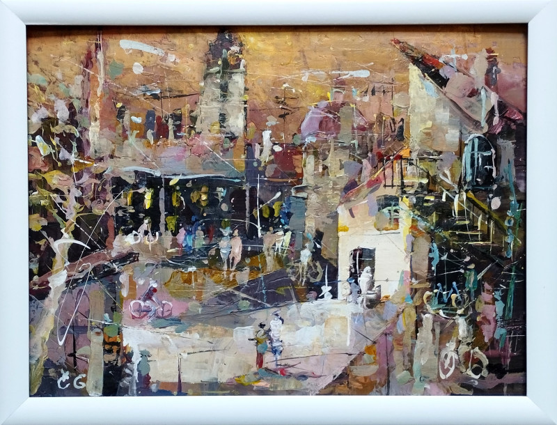 Česlovas Grigonis tapytas paveikslas Jaukus kiemelis, Abstrakti tapyba , paveikslai internetu