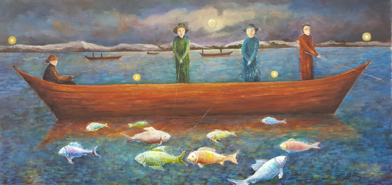 Voldemaras Valius tapytas paveikslas Šiąnakt puikios žuvys eina, Marinistiniai paveikslai , paveikslai internetu