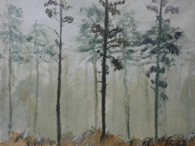 Forest In Fog original painting by Kristina Česonytė. Landscapes