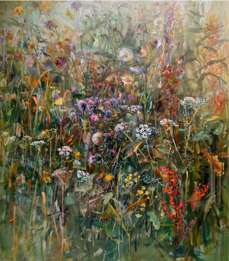 Towards an Autumn original painting by Jonas Šidlauskas. Flowers