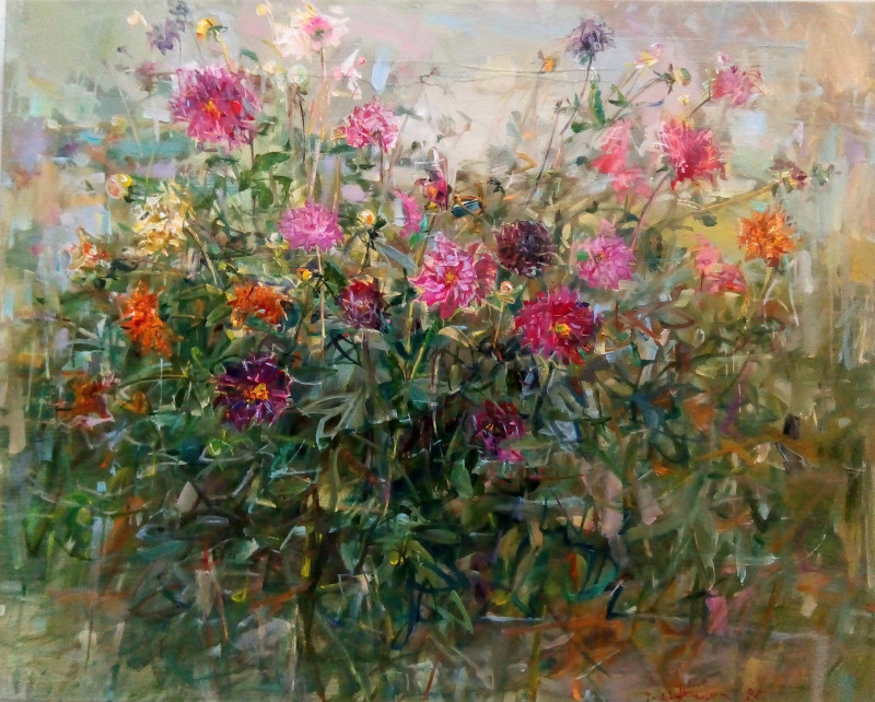 Little Garden original painting by Jonas Šidlauskas. Flowers