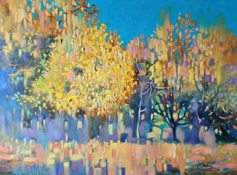 Autumn in Meadow original painting by Svetlana Ovinova. Landscapes