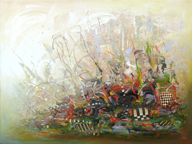 Arūnas Miliukas tapytas paveikslas Besiblaškantis ruduo, Abstrakti tapyba , paveikslai internetu