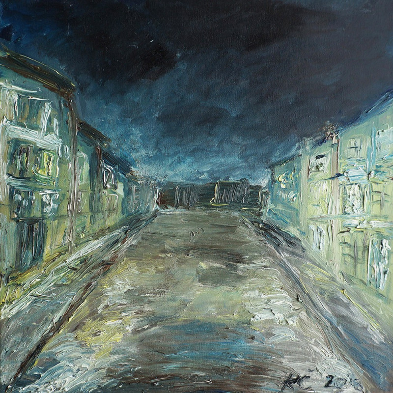 Kristina Česonytė tapytas paveikslas Senamiestis naktį, Tapyba aliejumi , paveikslai internetu