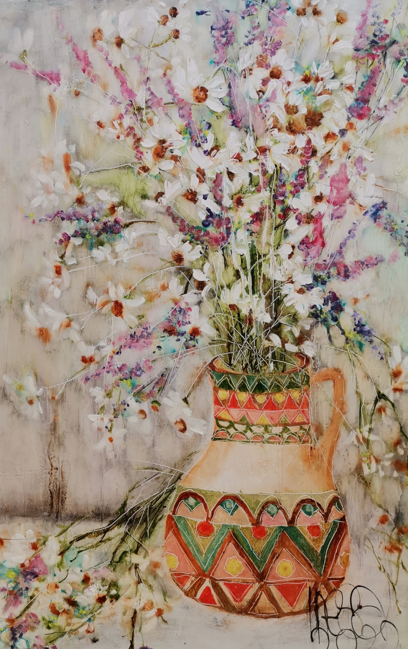 Inesa Škeliova tapytas paveikslas Puokštė 61, Gėlės , paveikslai internetu