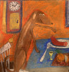 Robertas Strazdas tapytas paveikslas Šuns vakarienė, Animalistiniai paveikslai , paveikslai internetu