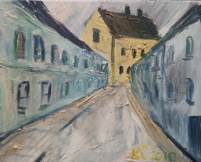 Kristina Česonytė tapytas paveikslas Spalvotas senamiestis, Urbanistinė tapyba , paveikslai internetu