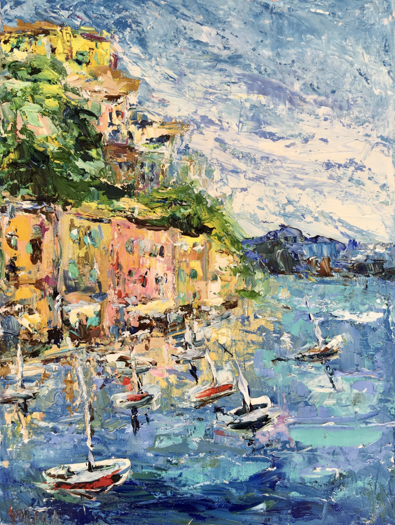 Vilma Gataveckienė tapytas paveikslas Day in Portofino, Peizažai , paveikslai internetu