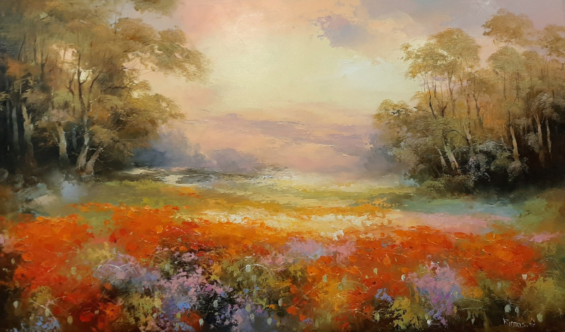 A Meadow original painting by Rimantas Grigaliūnas. Landscapes