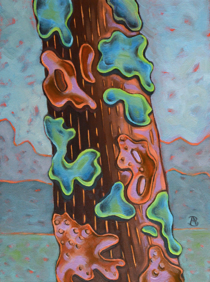 Agota Bričkutė tapytas paveikslas Medžio draugystė su amebomis, Išlaisvinta fantazija , paveikslai internetu