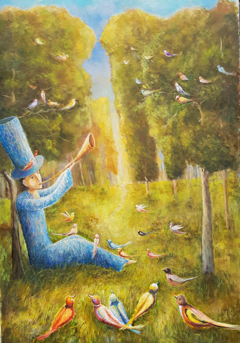 Voldemaras Valius tapytas paveikslas Užburiančios miško melodijos, Fantastiniai paveikslai , paveikslai internetu