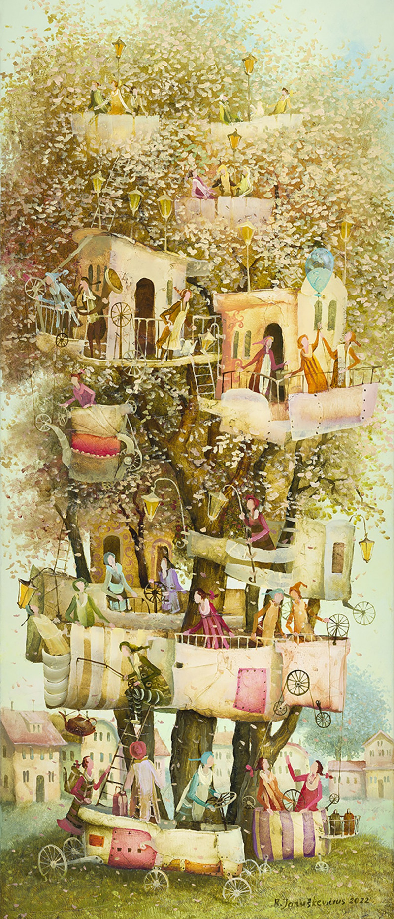 Holiday Tree original painting by Remigijus Januškevičius. Freed Fantasy