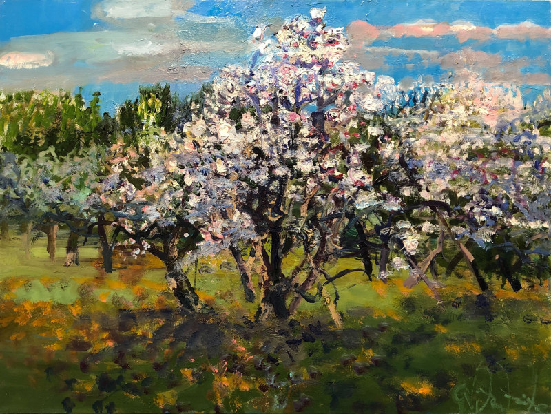 Blooming Garden original painting by Gražina Vitartaitė. Spring Paintings