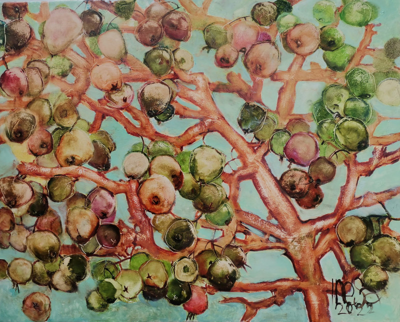 Apple Tree original painting by Inesa Škeliova. Still-Life