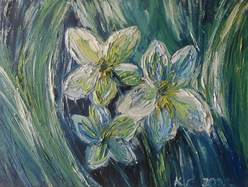 Kristina Česonytė tapytas paveikslas Nepažįstu šių gėlių, Gėlių kalba , paveikslai internetu