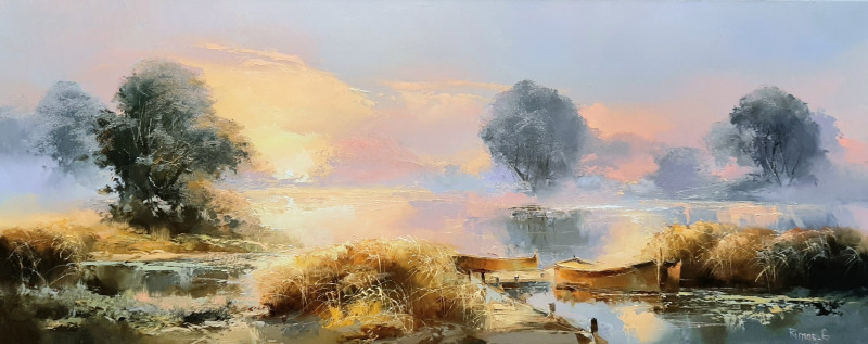 Rimantas Grigaliūnas tapytas paveikslas Prie upės, Peizažai , paveikslai internetu