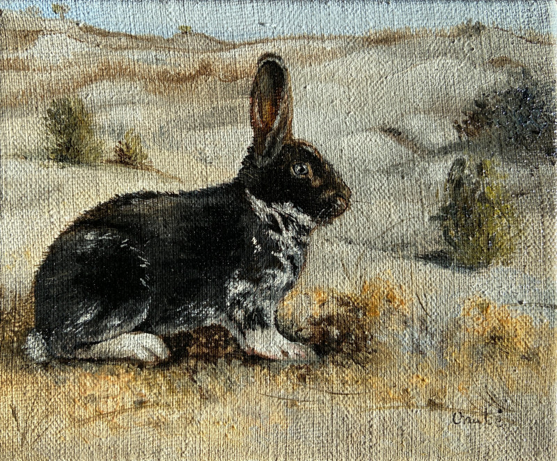 Onutė Juškienė tapytas paveikslas Laisvas triušis, Animalistiniai paveikslai , paveikslai internetu