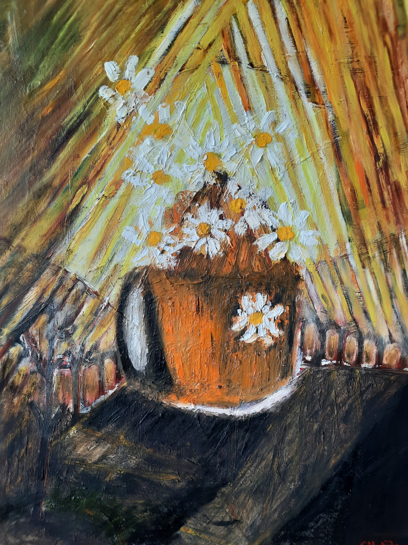Gitas Markutis tapytas paveikslas Rudens rytas su kava, Ramybe dvelkiantys , paveikslai internetu