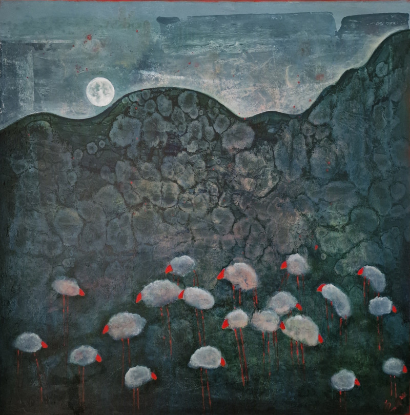 Sheeps Of The Dreams original painting by Živilė Rudzikaitė-Matuzonienė. Animalistic Paintings