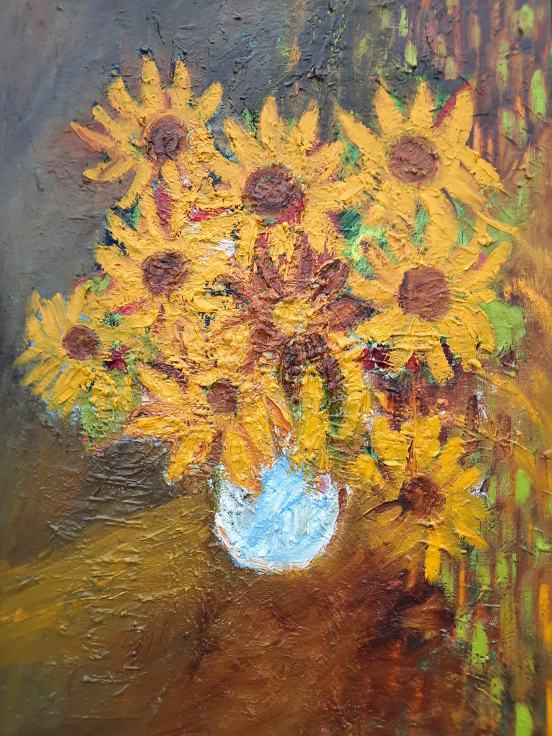 Sunflowers original painting by Gitas Markutis. Talk Of Flowers