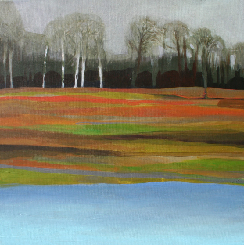Autumn Behind The Pond original painting by Giedra Purlytė. Paintings With Autumn