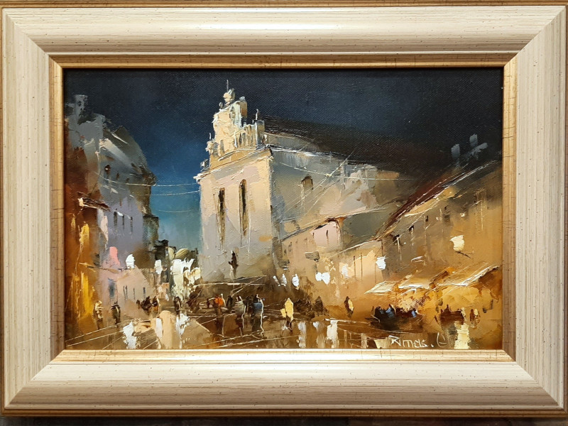 Evening In Vilnius original painting by Rimantas Grigaliūnas. Paintings with Vilnius (Vilnius)