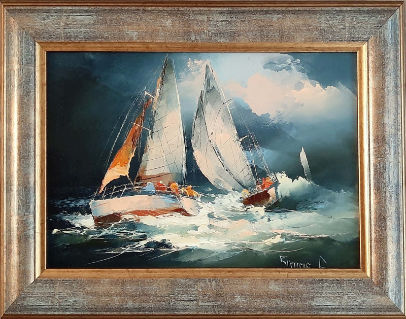 Beating The Waves original painting by Rimantas Grigaliūnas. Sea