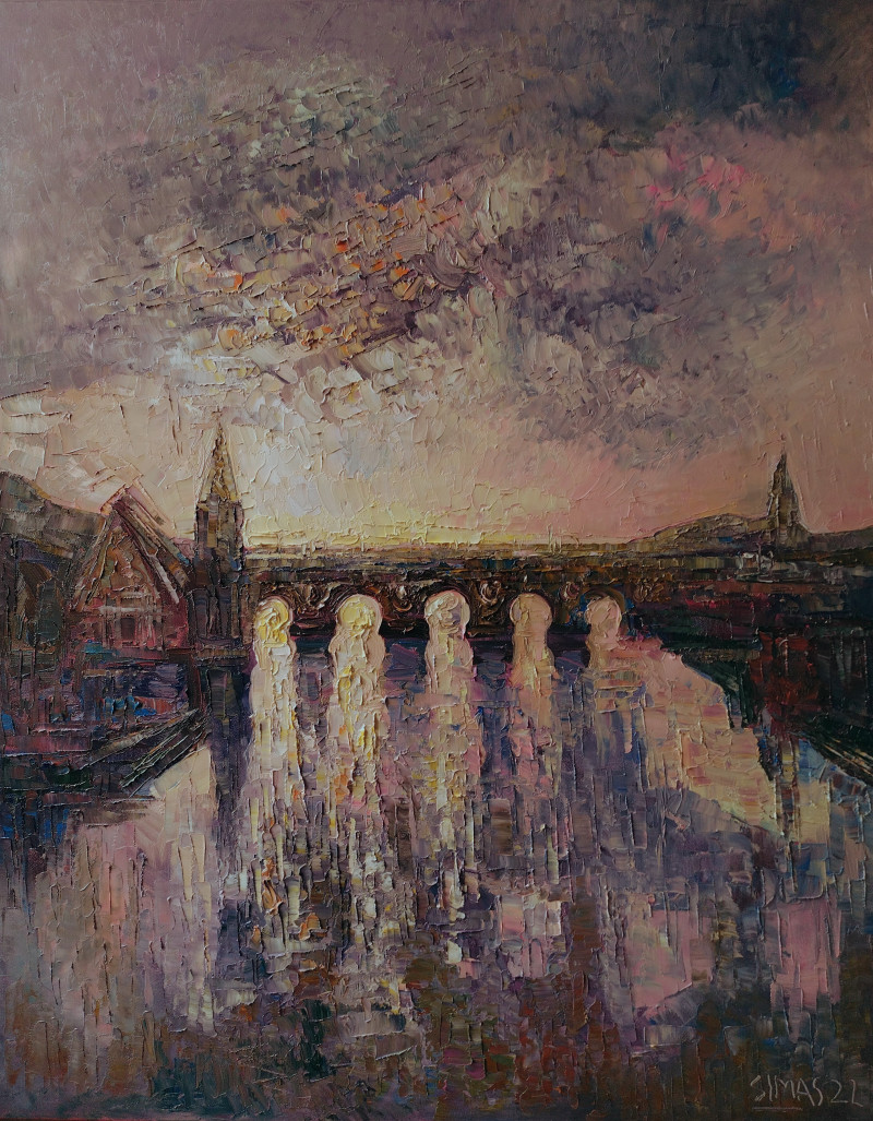 Bridge Over the River original painting by Simonas Gutauskas. Landscapes