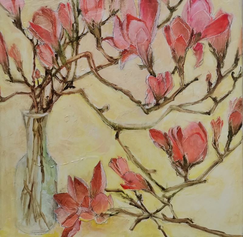 Magnolia 3 original painting by Inesa Škeliova. Flowers