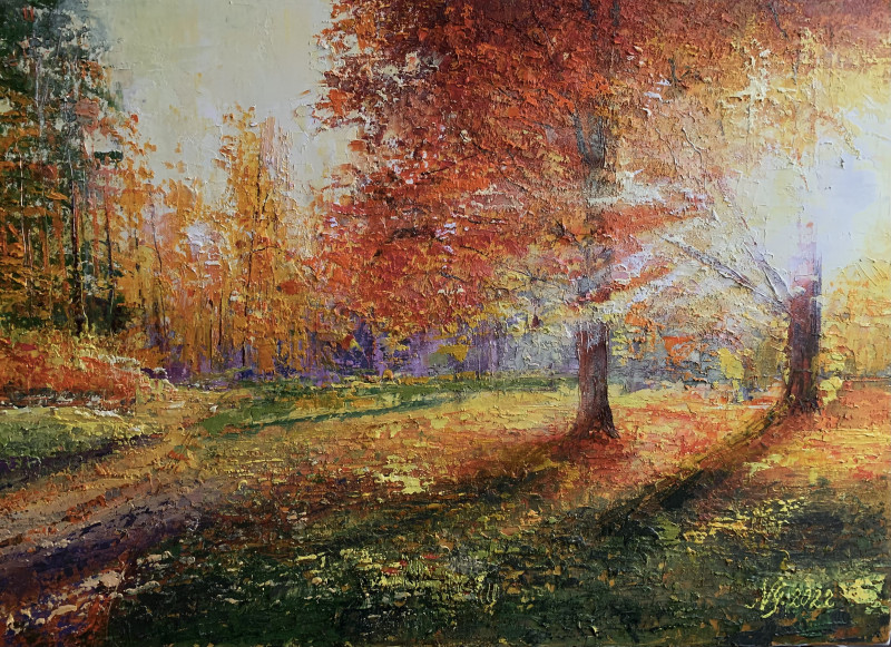 Nijolė Grigonytė-Lozovska tapytas paveikslas Saulės spinduliai parke, Peizažai , paveikslai internetu