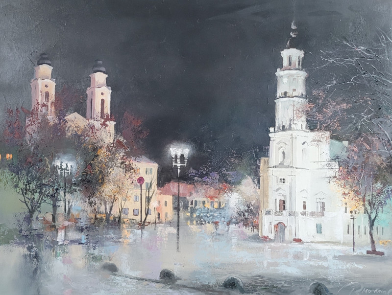 The City Went Silent original painting by Rolandas Mociūnas. Paintings With Kaunas (Kaunas)