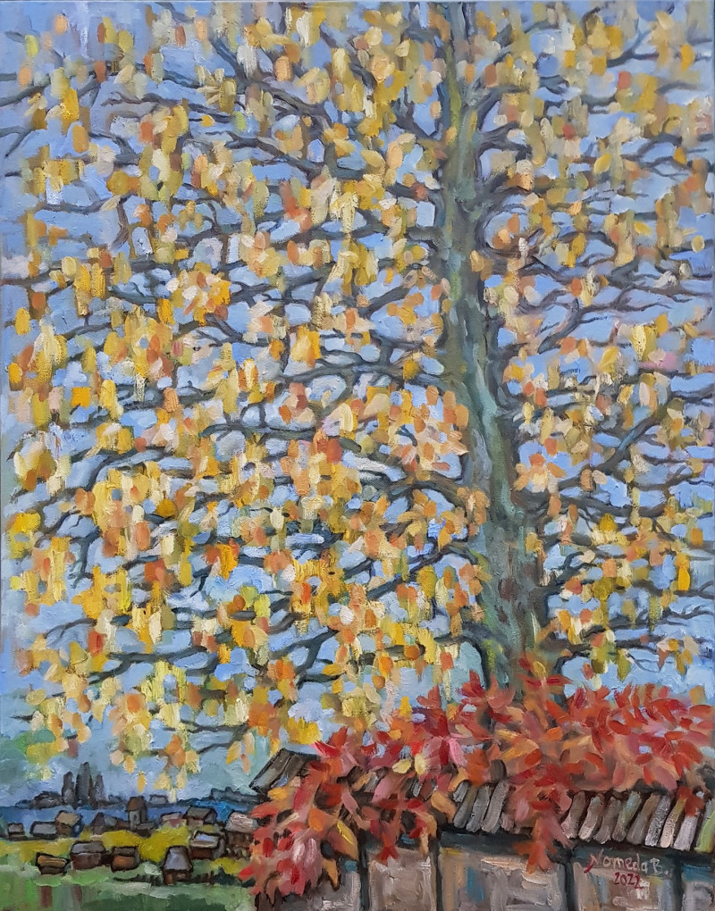 Autumn original painting by Nomeda Balasevičiūtė. Landscapes