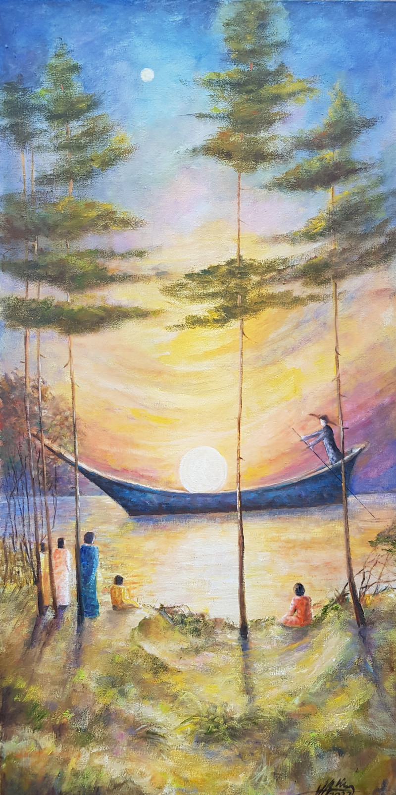 When Evening Changes Day original painting by Voldemaras Valius. Fantastic