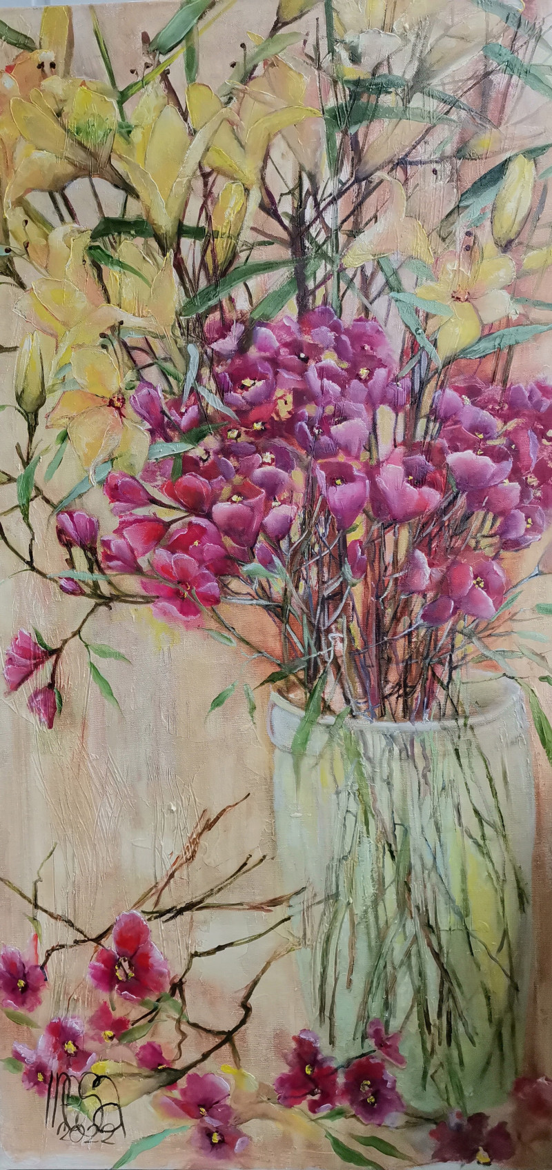 Inesa Škeliova tapytas paveikslas Puokštė 62, Gėlės , paveikslai internetu