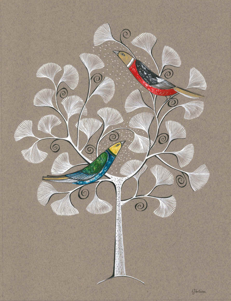 Birds original painting by Ieva Stoškienė. Animalistic Paintings