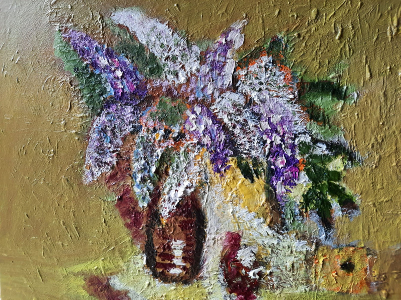 Still Life With Lilacs original painting by Gitas Markutis. Talk Of Flowers
