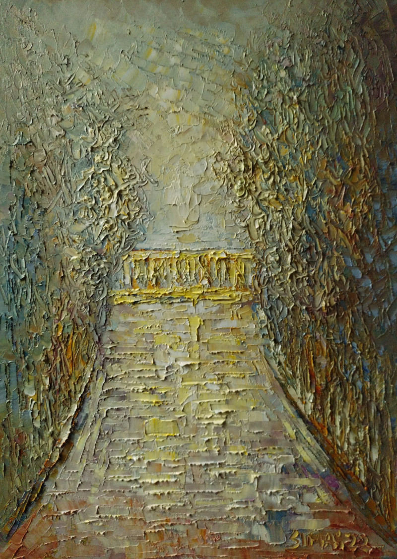 Simonas Gutauskas tapytas paveikslas Auksinis tiltelis, Peizažai , paveikslai internetu