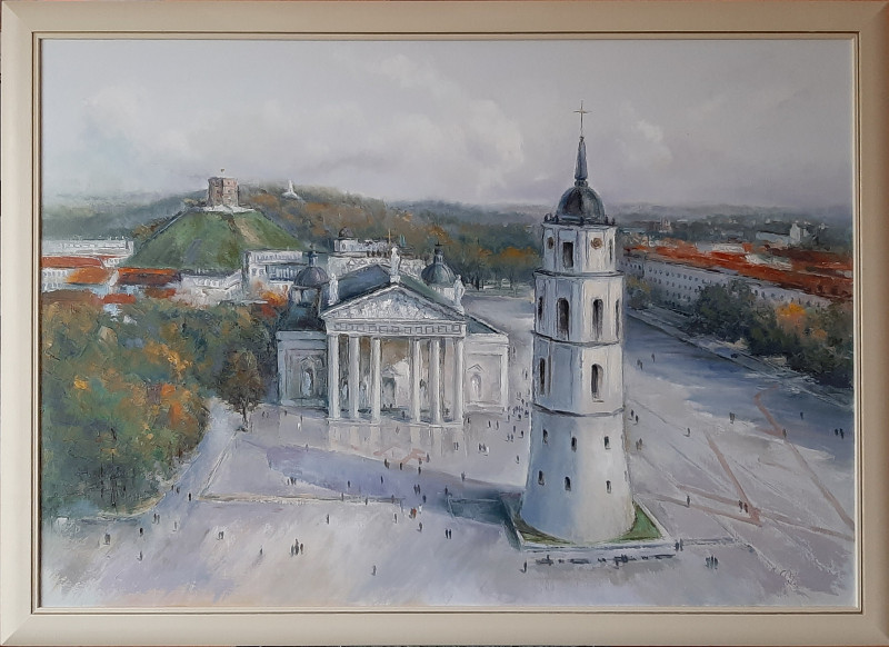 Vilnius Cathedral original painting by Aleksandras Lysiukas. Paintings with Vilnius (Vilnius)