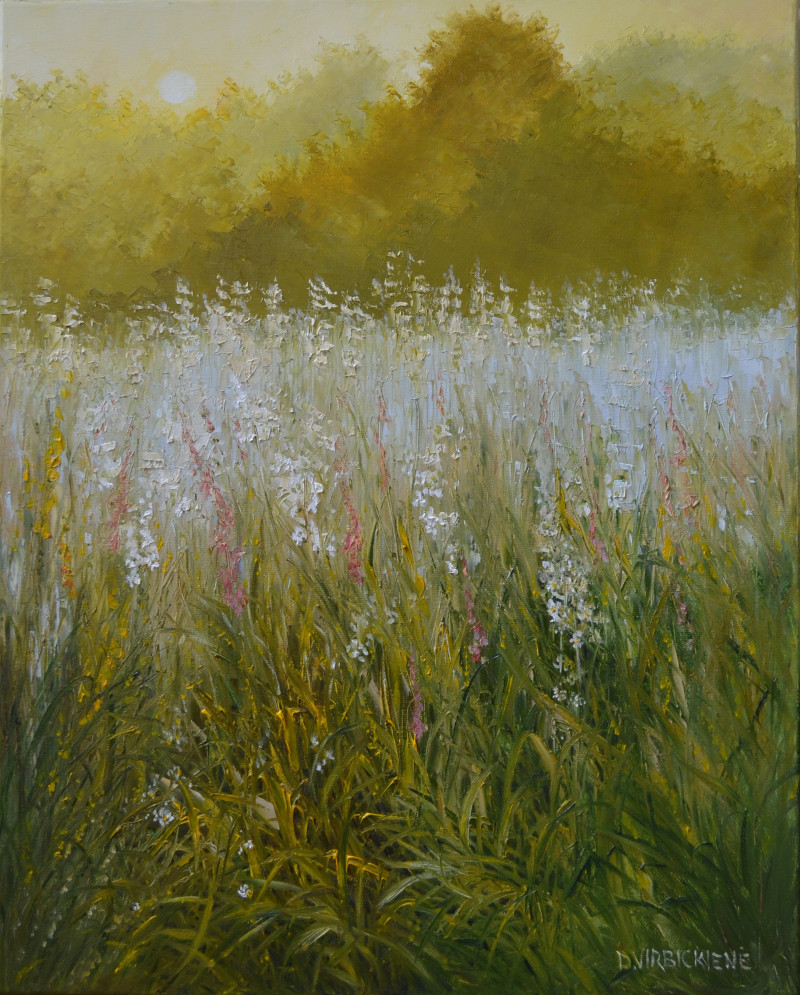 Golden Morning original painting by Danutė Virbickienė. Calm paintings