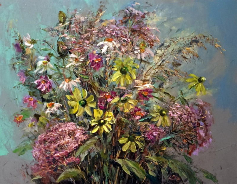 Autumn Flowers original painting by Lidija Dailidėnienė. Flowers
