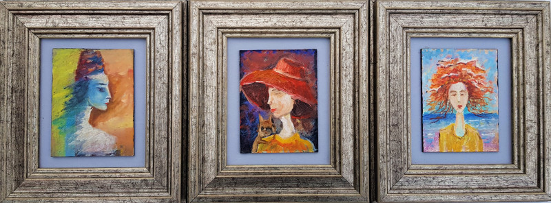 Voldemaras Valius tapytas paveikslas Veidai (triptikas), Portretai , paveikslai internetu